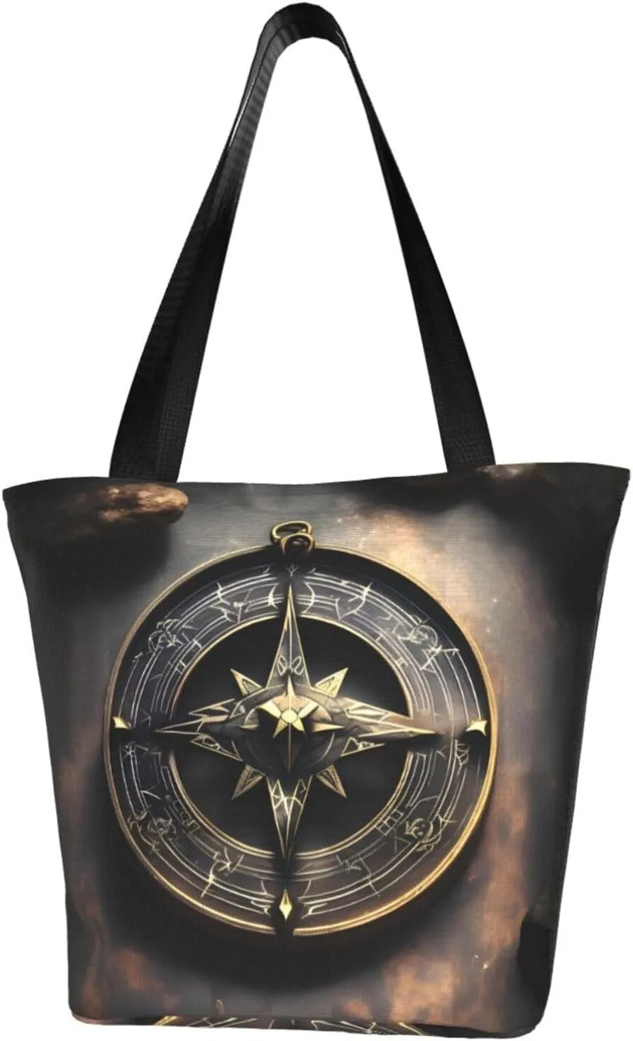 Magical Design Norse Runes Compass Women's fashion shoulder bag, shopping handbag, suitable for weekend travel shopping shoulder bag messenger bag