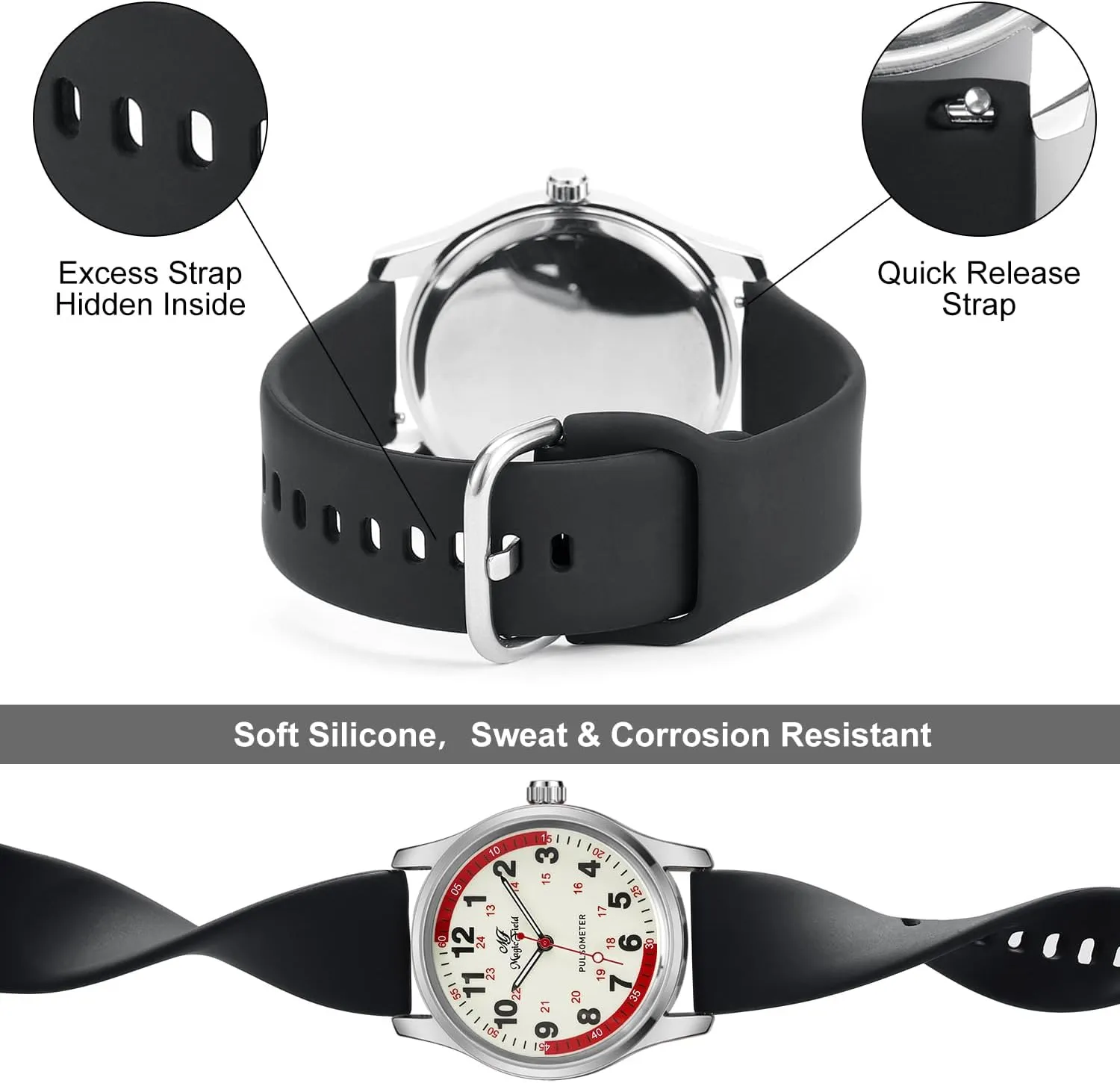 ManChDa Nurse Watch Nursing Watch Analog Medical Watches with Second Hand Easy to Read