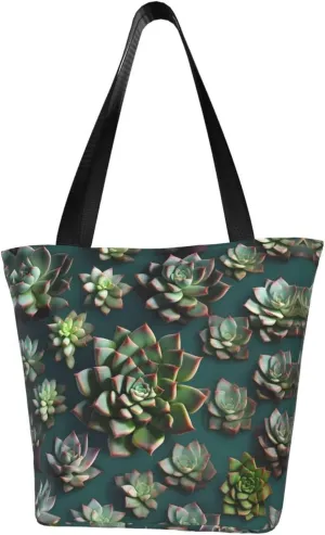 Many succulents Women's fashion shoulder bag, shopping handbag, suitable for weekend travel shopping shoulder bag messenger bag
