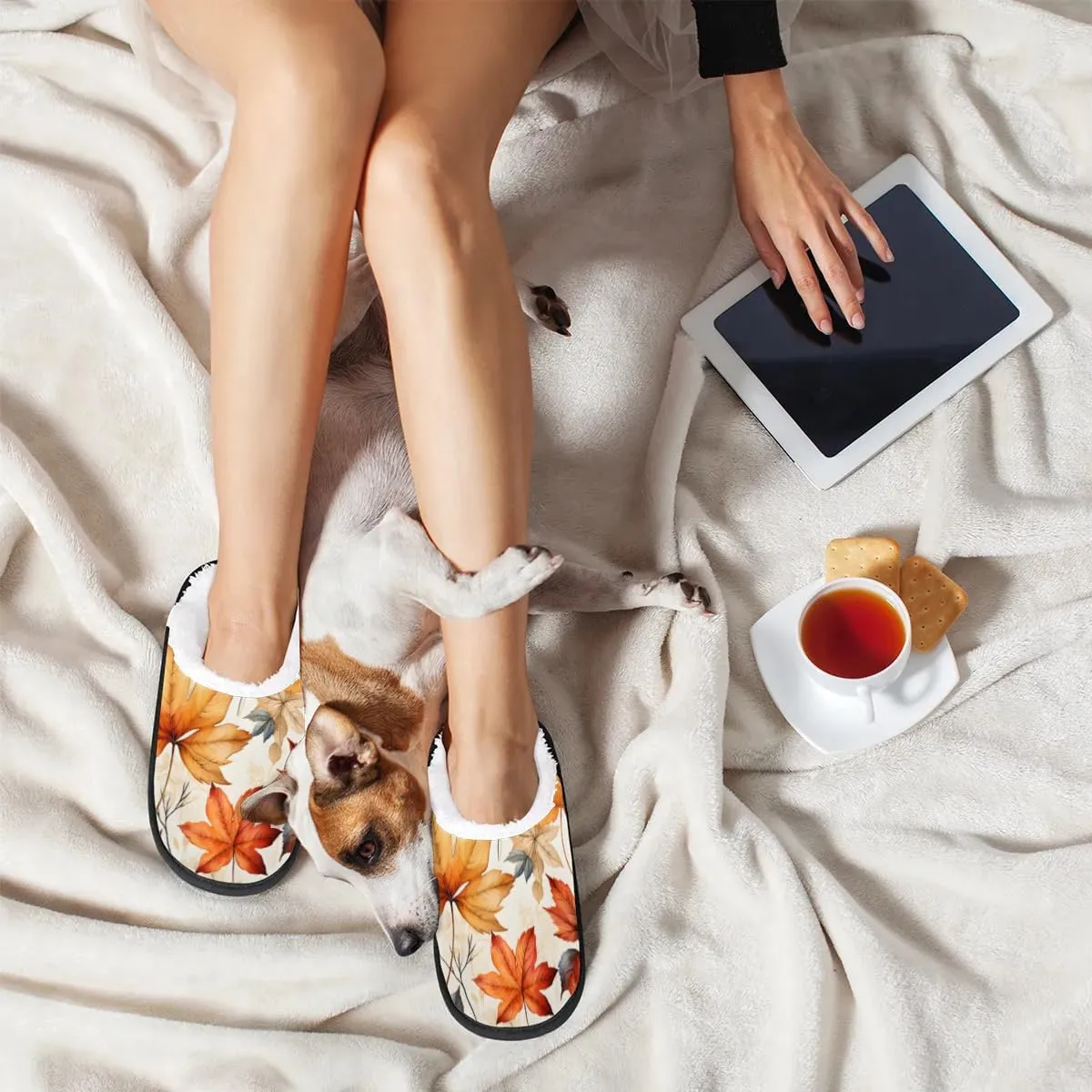 Maple Leaves Rustic Slippers for Women Soft Non-Slip Indoor Slippers Home Slippers
