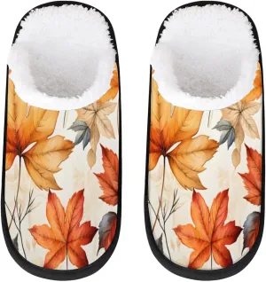 Maple Leaves Rustic Slippers for Women Soft Non-Slip Indoor Slippers Home Slippers
