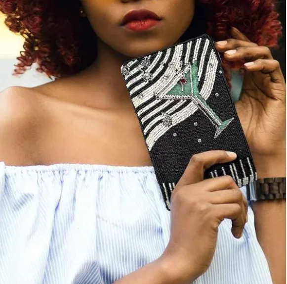 Mary Frances Piano Bar Beaded Crossbody Phone Bag