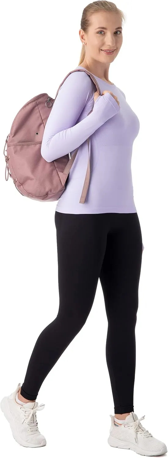 MathCat Seamless Workout Shirts for Women Long Sleeve Yoga Tops Sports Running Shirt Breathable Athletic Top Slim Fit