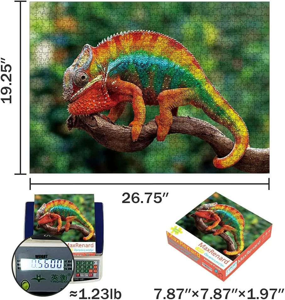 MaxRenard Game 1000 Pieces Jigsaw Puzzle Animal Toy Chameleon Panther