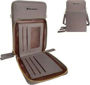 MAYMOONER Cell Phone Purse for Women, Small Crossbody Bag PU Leather with Card Slots Multiple Zipper Closure