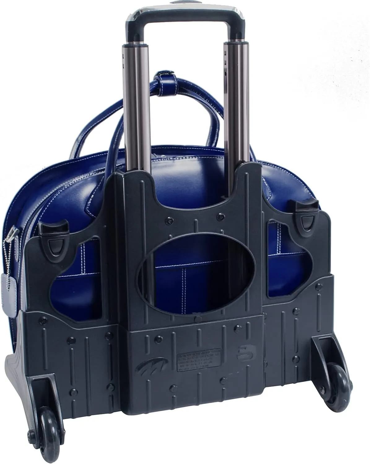 McKlein 15" Leather Patented Detachable -Wheeled Ladies' Laptop Briefcase- GLEN ELLYN- Navy