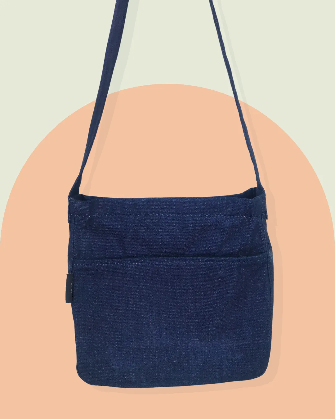 Medium-Sized Denim Crossbody Bag with Zipper Pockets