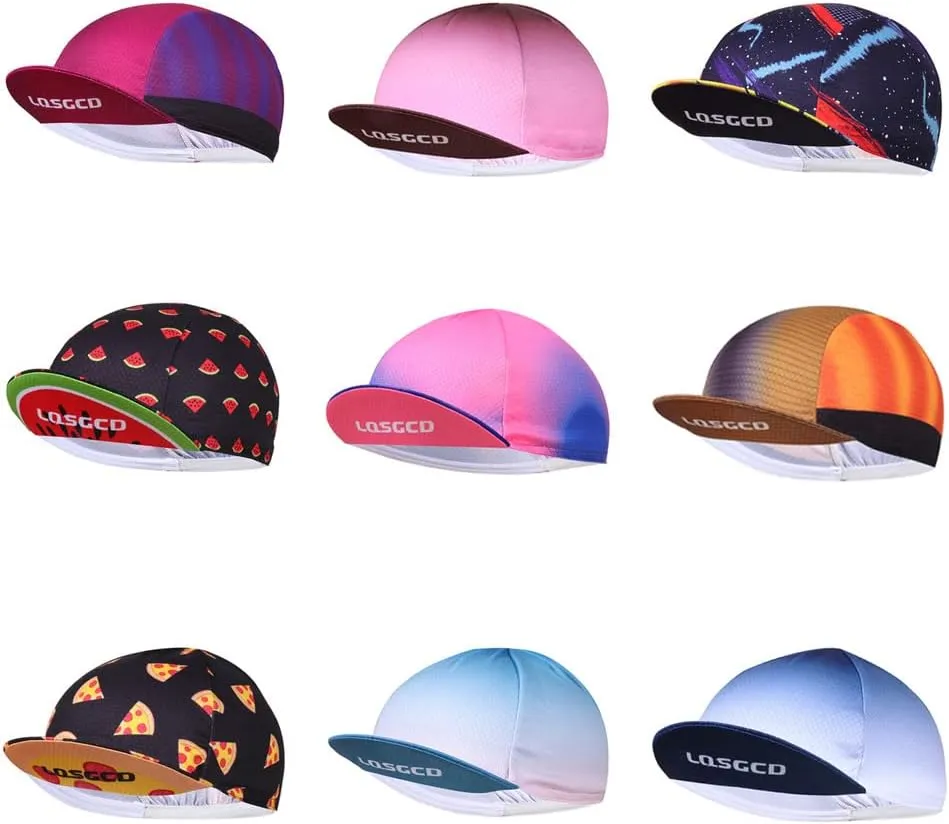 Meicynhoger 2-Pack Breathable Bike Cap Under Helmet for Men & Women, Polyester MTB Cycling Caps with Sun Visor