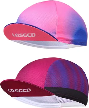 Meicynhoger 2-Pack Breathable Bike Cap Under Helmet for Men & Women, Polyester MTB Cycling Caps with Sun Visor