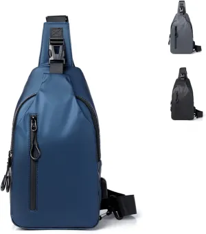 Men Crossbody Sling Backpack Multipurpose Daypack Lightweight Waterproof Casual Shoulder Chest Bag Backpack For Hiking Travel (Blue)