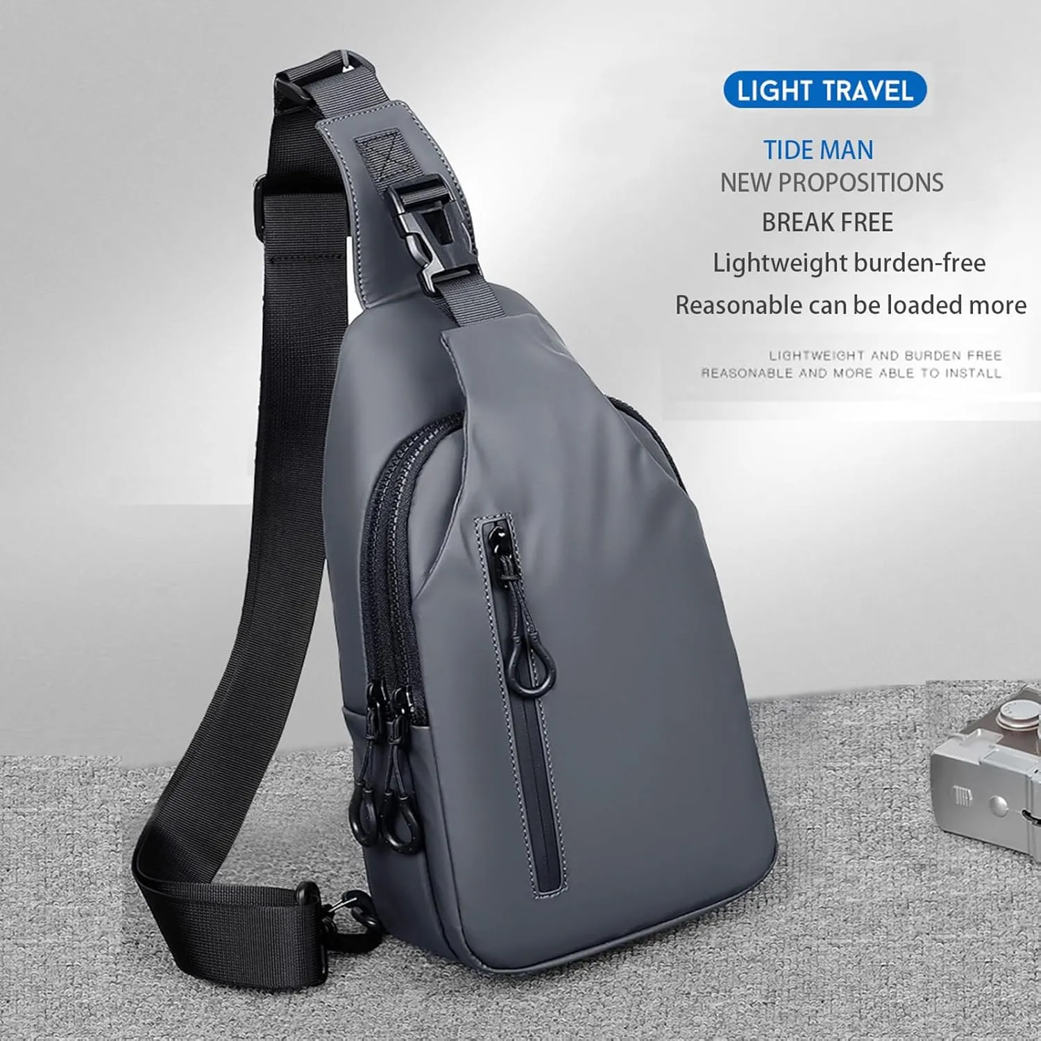Men Crossbody Sling Backpack Multipurpose Daypack Lightweight Waterproof Casual Shoulder Chest Bag Backpack For Hiking Travel (Blue)