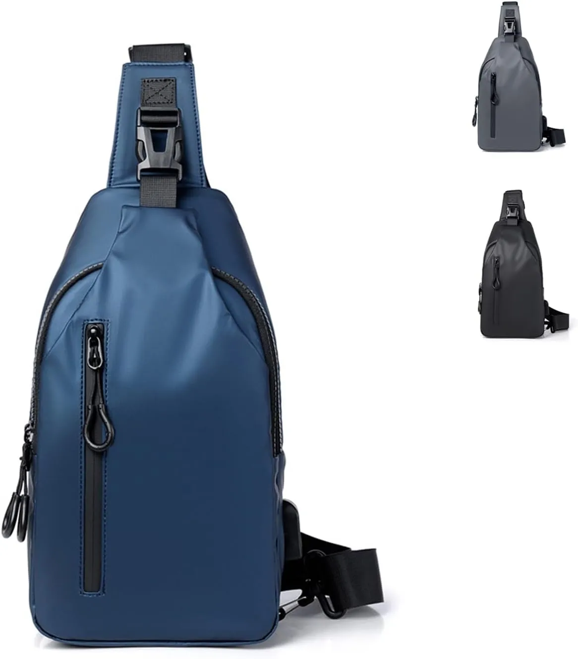 Men Crossbody Sling Backpack Multipurpose Daypack Lightweight Waterproof Casual Shoulder Chest Bag Backpack For Hiking Travel (Blue)