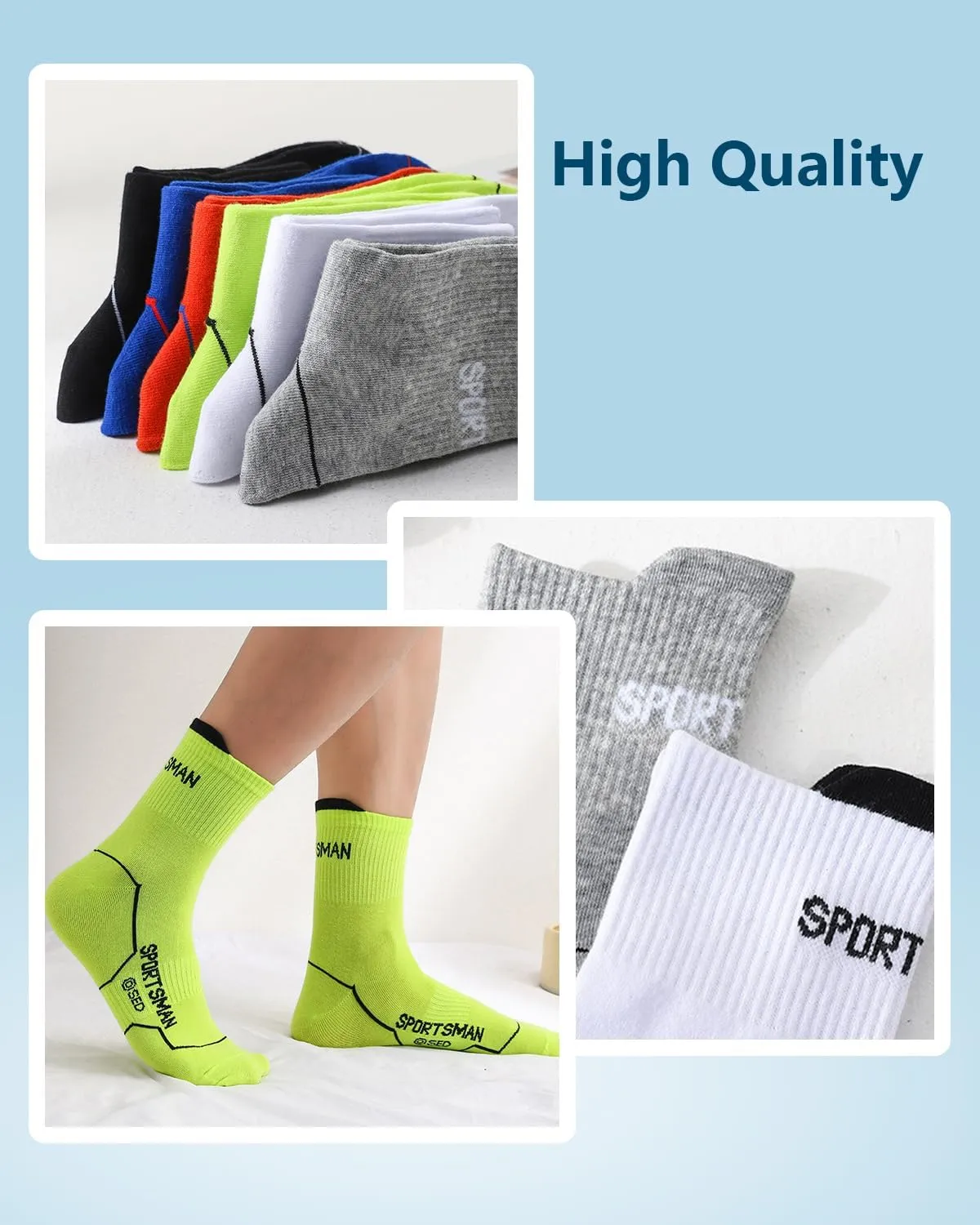 Mens Ankle Athletic Socks Running Socks Cotton Low Cut Breathable Cushioned Arch Support Casual Socks 6-12 (6 Pairs)