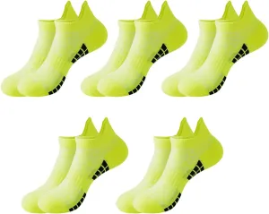 Men's Ankle Socks 5 Pairs Shock Absorbing Running Athletic Short Socks Breathable Low Socks 8-13