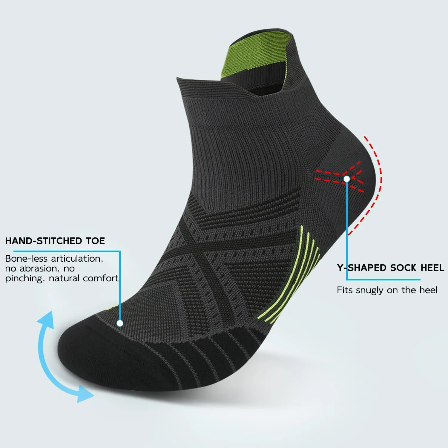 Mens Ankle Socks Cushioned Breathable Athletic Socks with Arch Compression for Men & Women 2 Pairs