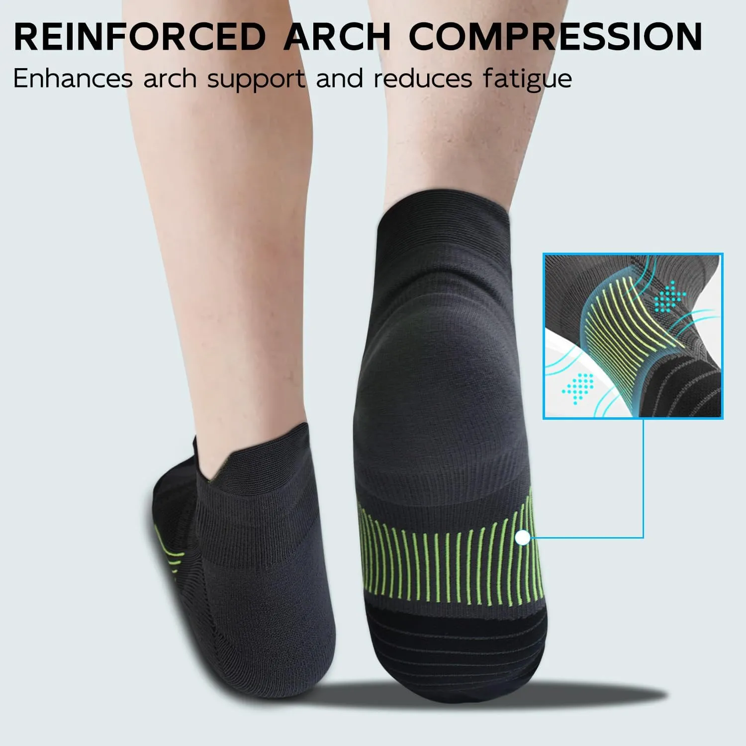 Mens Ankle Socks Cushioned Breathable Athletic Socks with Arch Compression for Men & Women 2 Pairs