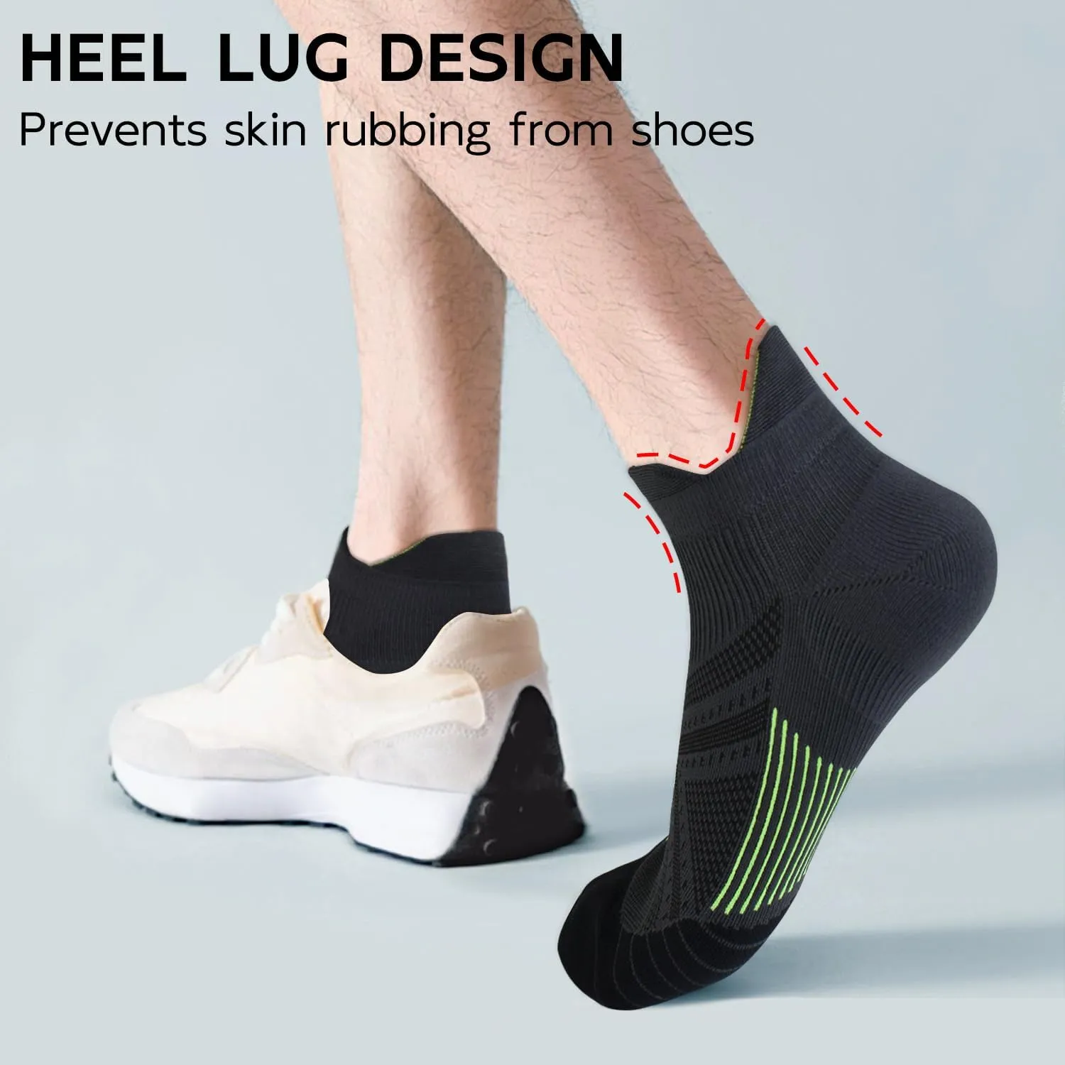 Mens Ankle Socks Cushioned Breathable Athletic Socks with Arch Compression for Men & Women 2 Pairs