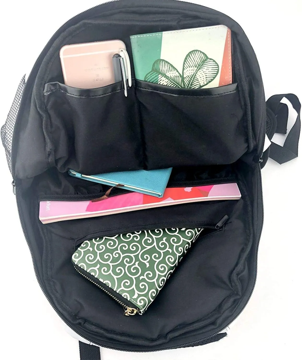 Men's Backpack Multipurpose Colorful Letter White Pattern Laptop Backpack Stylish Daypack Durable Book Bags for Sports, Outdoors, Running, Travel, Hiking