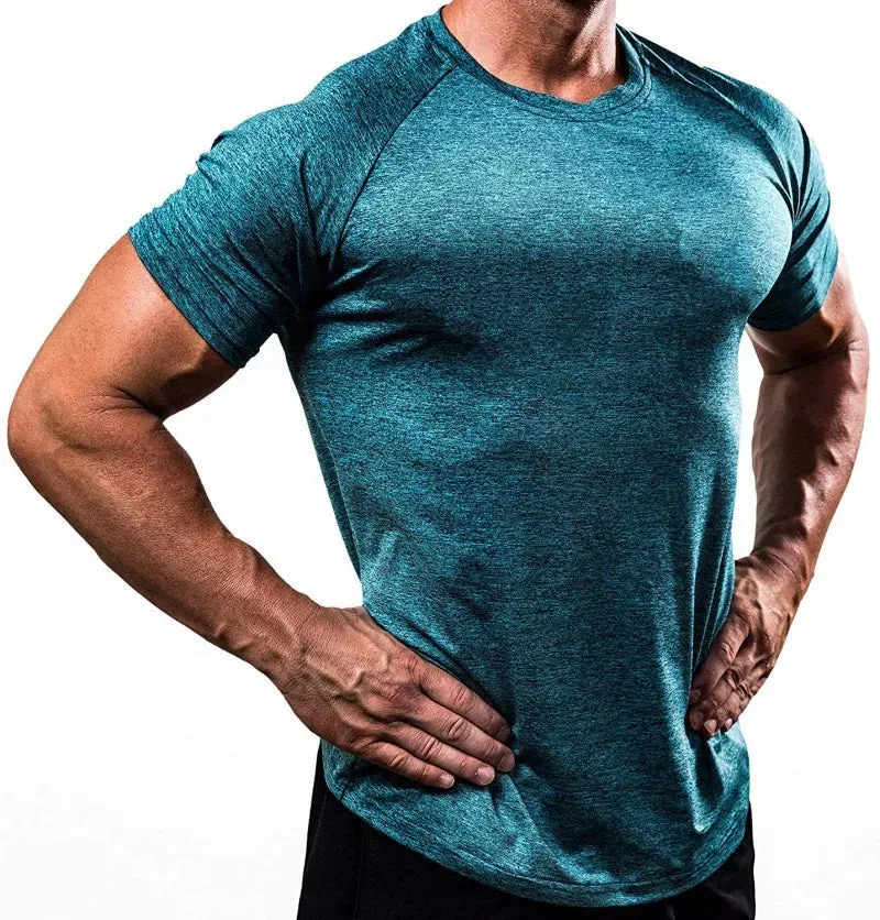 Men's fast dry Breathable sports running high elastic tights short sleeves