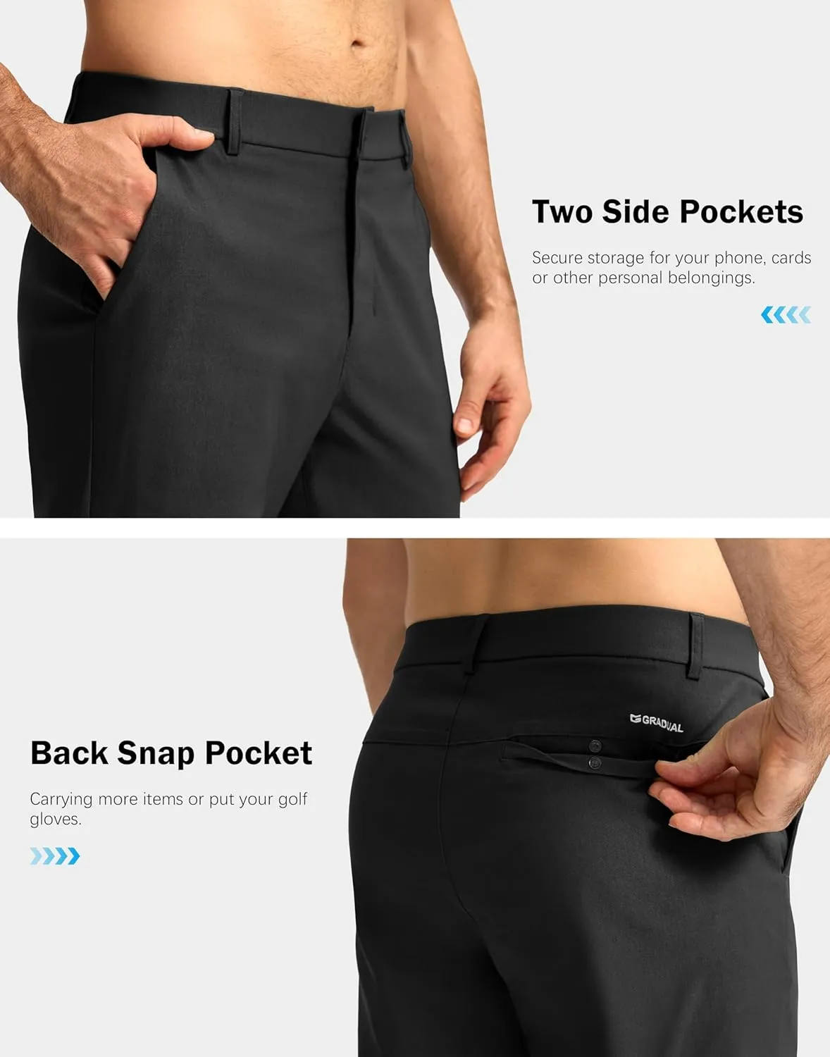 Mens Golf Pants 30"/32"/34" Stretch Dress Pants Quick Dry Casual Slacks Work Business Trousers for Men with Pockets