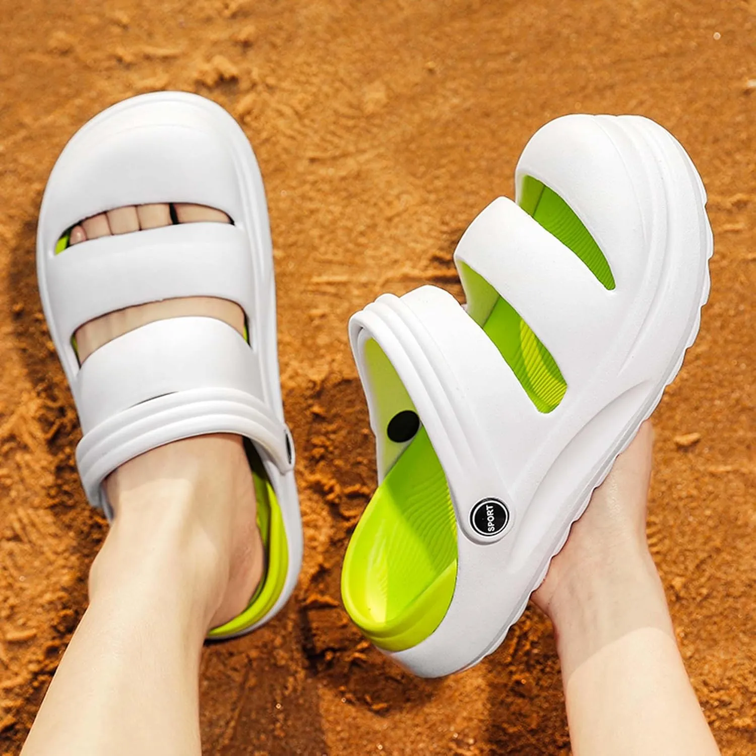 Men's Graffiti Toe Closed Shallow Breathable Beach Water Shoes, Lightweight Casual Anti Slip Chef Shoes, Wide Casual Garden Shoes, Lightweight Comfortable Walking Shoes