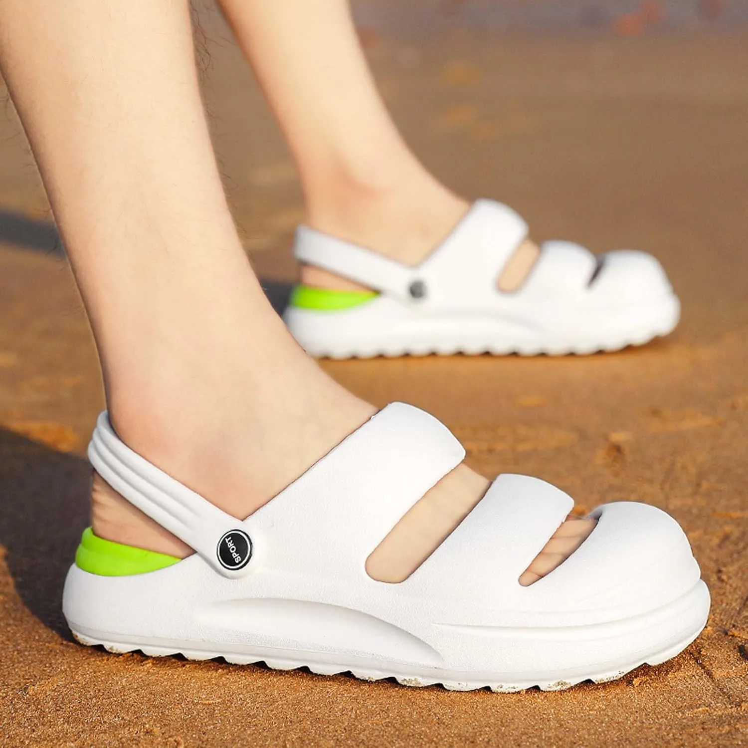 Men's Graffiti Toe Closed Shallow Breathable Beach Water Shoes, Lightweight Casual Anti Slip Chef Shoes, Wide Casual Garden Shoes, Lightweight Comfortable Walking Shoes