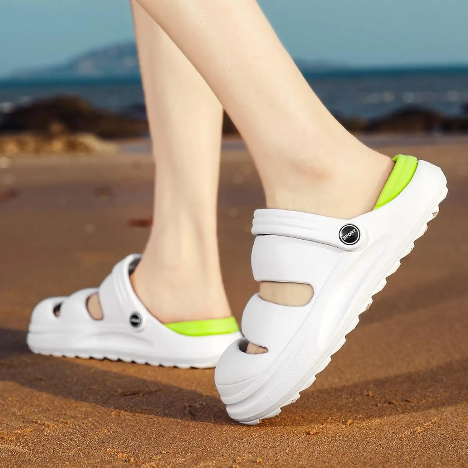 Men's Graffiti Toe Closed Shallow Breathable Beach Water Shoes, Lightweight Casual Anti Slip Chef Shoes, Wide Casual Garden Shoes, Lightweight Comfortable Walking Shoes