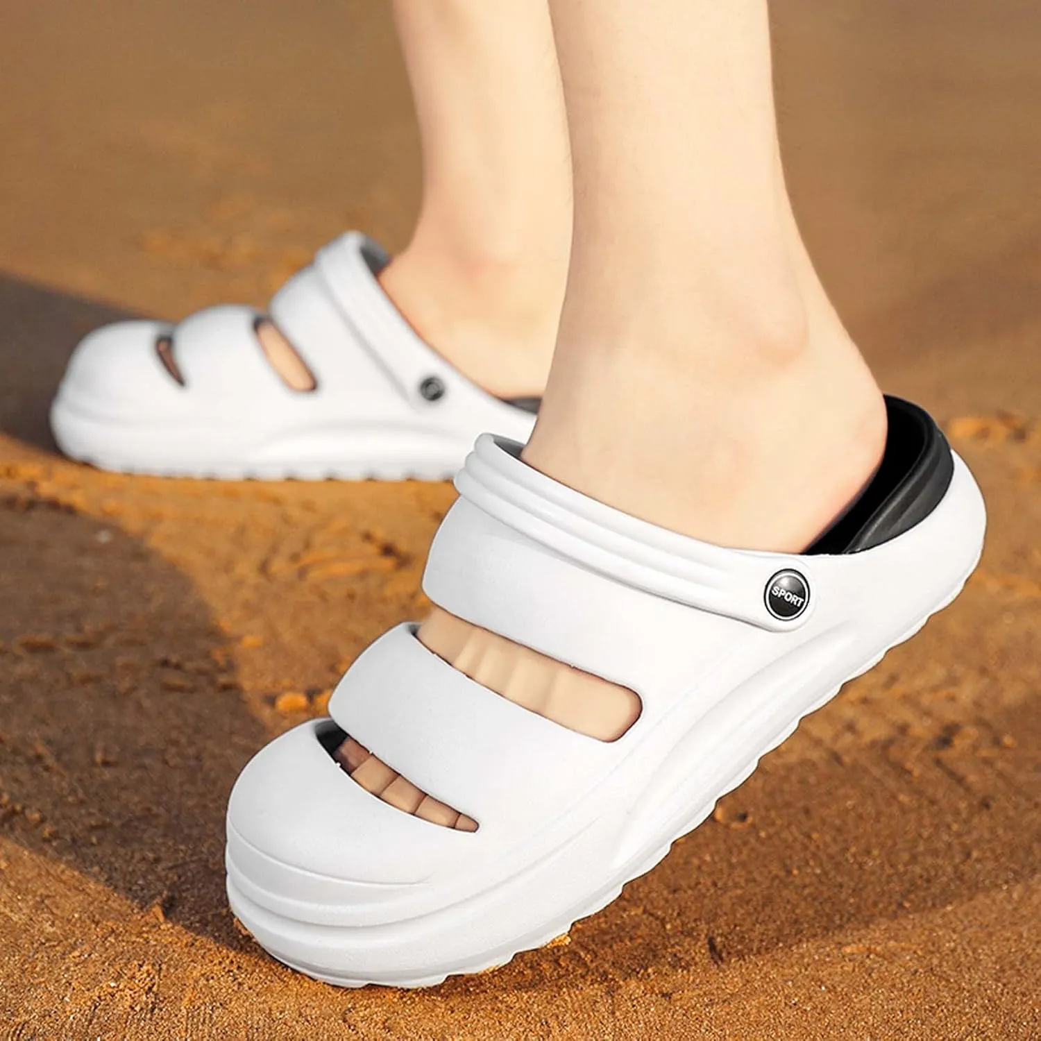 Men's Graffiti Toe Closed Shallow Breathable Beach Water Shoes, Lightweight Casual Anti Slip Chef Shoes, Wide Casual Garden Shoes, Lightweight Comfortable Walking Shoes