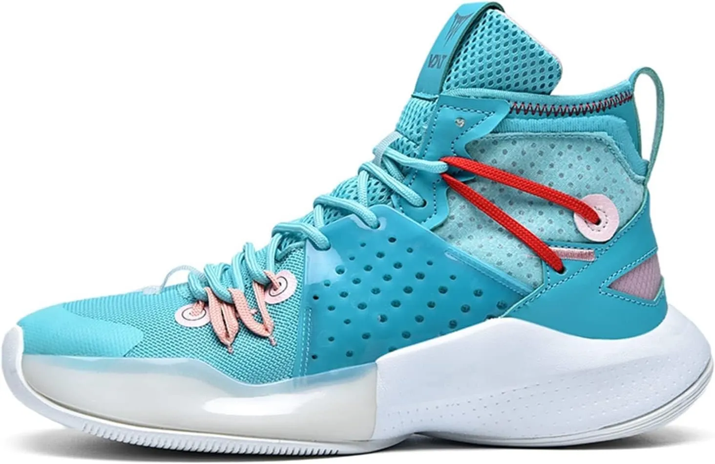Men's High Top Basketball Shoes Fashionable Breathable Running Sports Anti Slip Training Boots(Cyan,8.5)