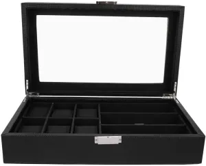 Mens Jewellery Box Retro Wood Watch Glasses Display Box Organizer Watch Wooden Case Multifunctional Watch Storage Box Watch Gift Box