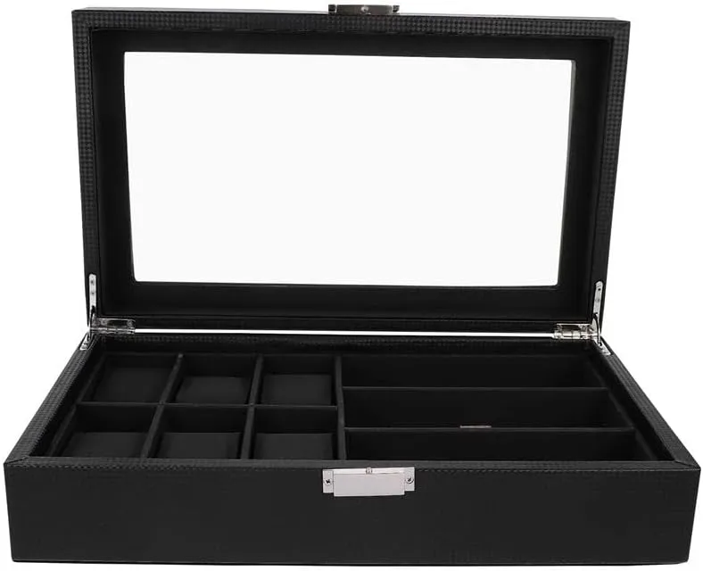 Mens Jewellery Box Retro Wood Watch Glasses Display Box Organizer Watch Wooden Case Multifunctional Watch Storage Box Watch Gift Box