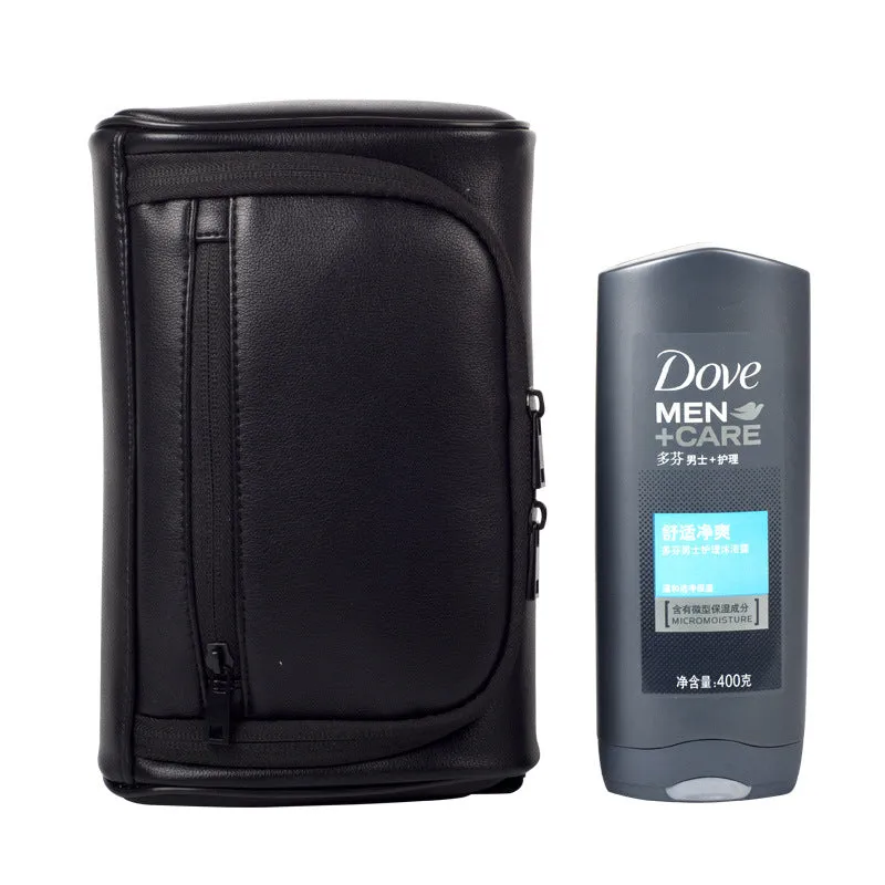 Men's Leather Small-size Full Toiletry Waterproof Makeup Cosmetic Bags