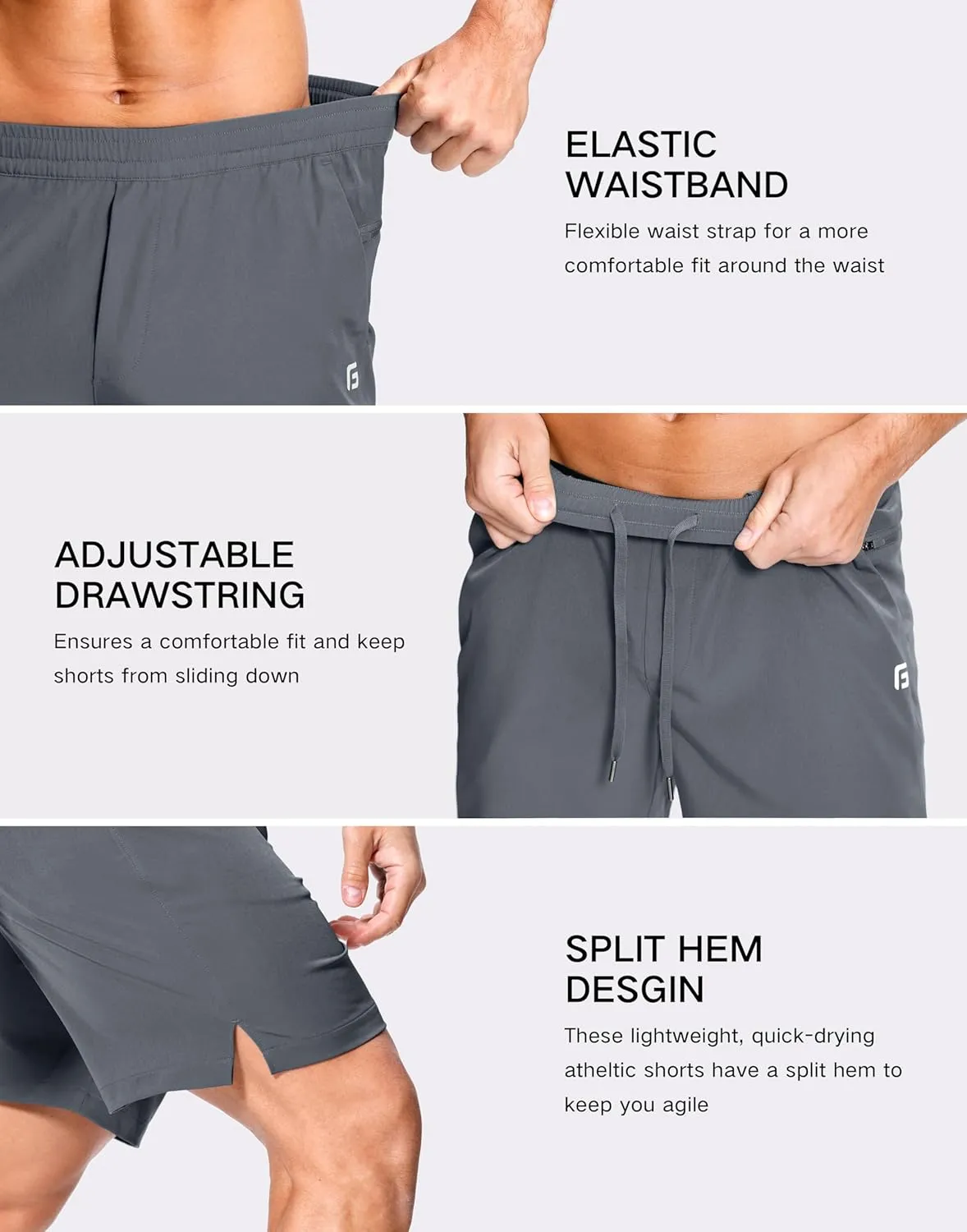 Men's Lightweight Athletic Shorts with Zipper Pockets 7"/5"/9" Gym Workout Running Quick Dry Tennis Shorts for Men