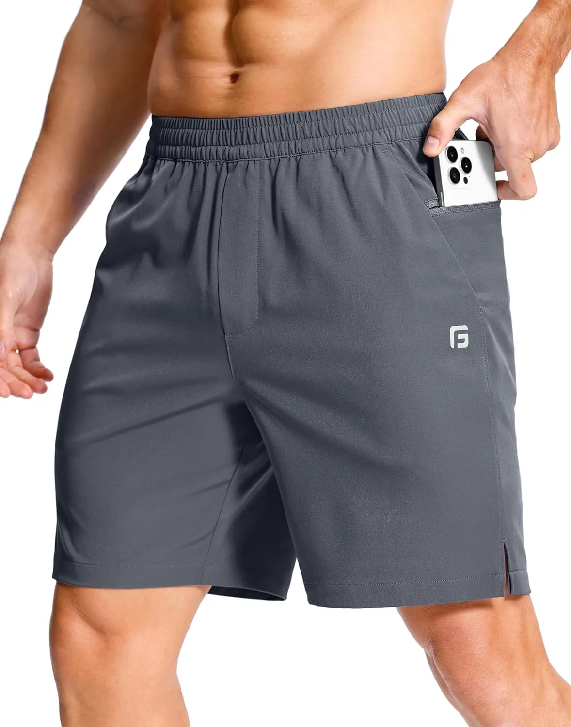 Men's Lightweight Athletic Shorts with Zipper Pockets 7"/5"/9" Gym Workout Running Quick Dry Tennis Shorts for Men