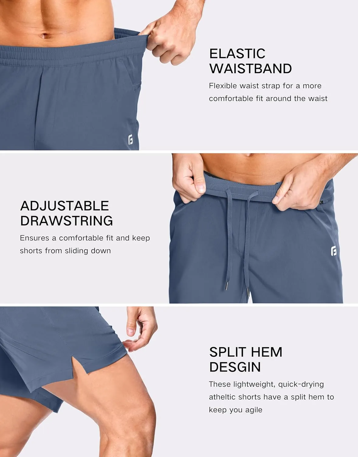 Men's Lightweight Athletic Shorts with Zipper Pockets 7"/5"/9" Gym Workout Running Quick Dry Tennis Shorts for Men