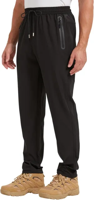 Men's Lightweight Hiking Travel Pants Breathable Athletic Fishing Active Joggers Zipper Pockets