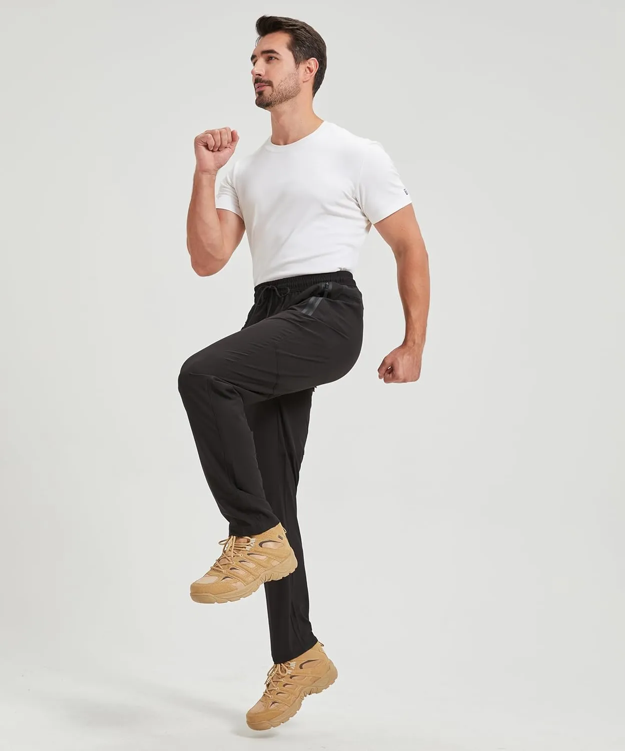 Men's Lightweight Hiking Travel Pants Breathable Athletic Fishing Active Joggers Zipper Pockets