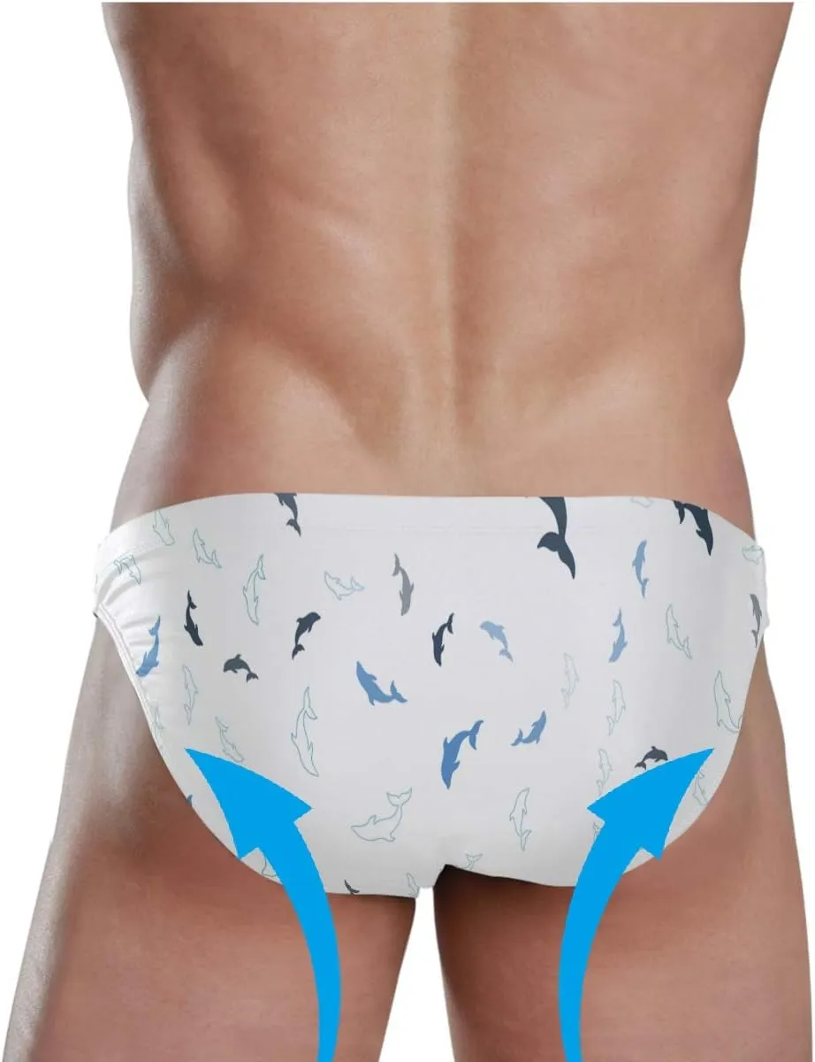 Men's Polyester Print Swim Briefs Soft Beach Swimwear Comfort Lightweight for Pool Surfing Summer Swim Trunks