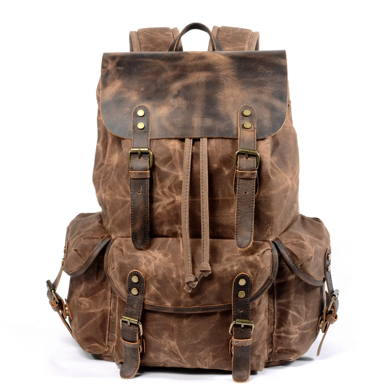 Men's Shiralee Vintage Drawstring Oil Wax Canvas Backpacks