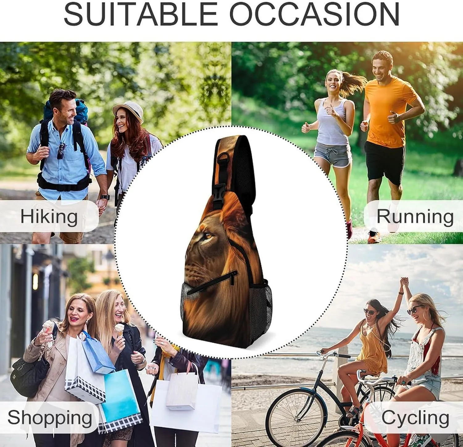 Mens Sling Bag with Adjustable Strap, Large Capacity Hiking Gym Chest Daypack Crossbody Shoulder Bag