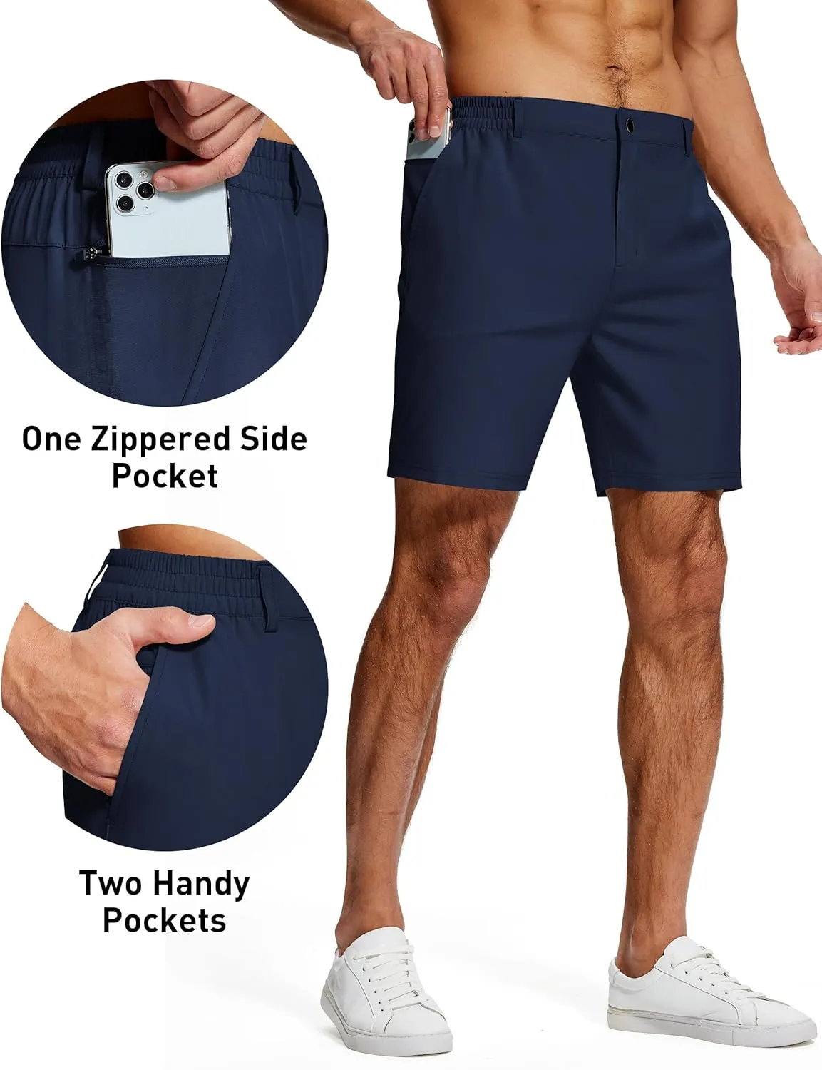 Mens Stretch Dress Shorts 9 Inch Lightweight Quick Dry Hiking Golf Shorts for Men Casual Outdoor Work 3 Pockets