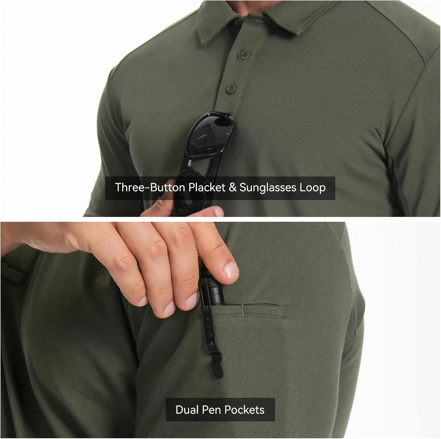 Men's Tactical Polo Shirts Short Sleeve Athletic Golf Outdoor Lightweight Performance Sports Shirt