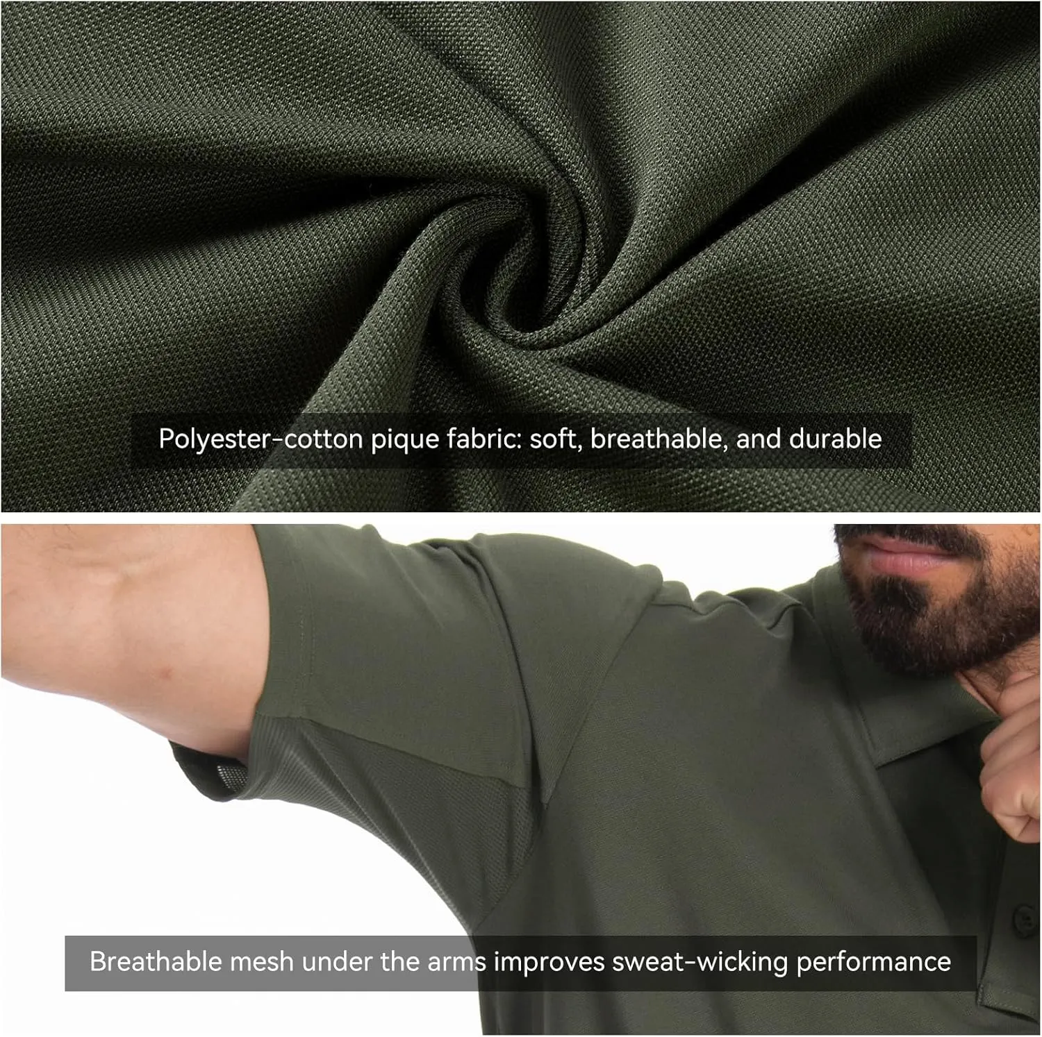 Men's Tactical Polo Shirts Short Sleeve Athletic Golf Outdoor Lightweight Performance Sports Shirt