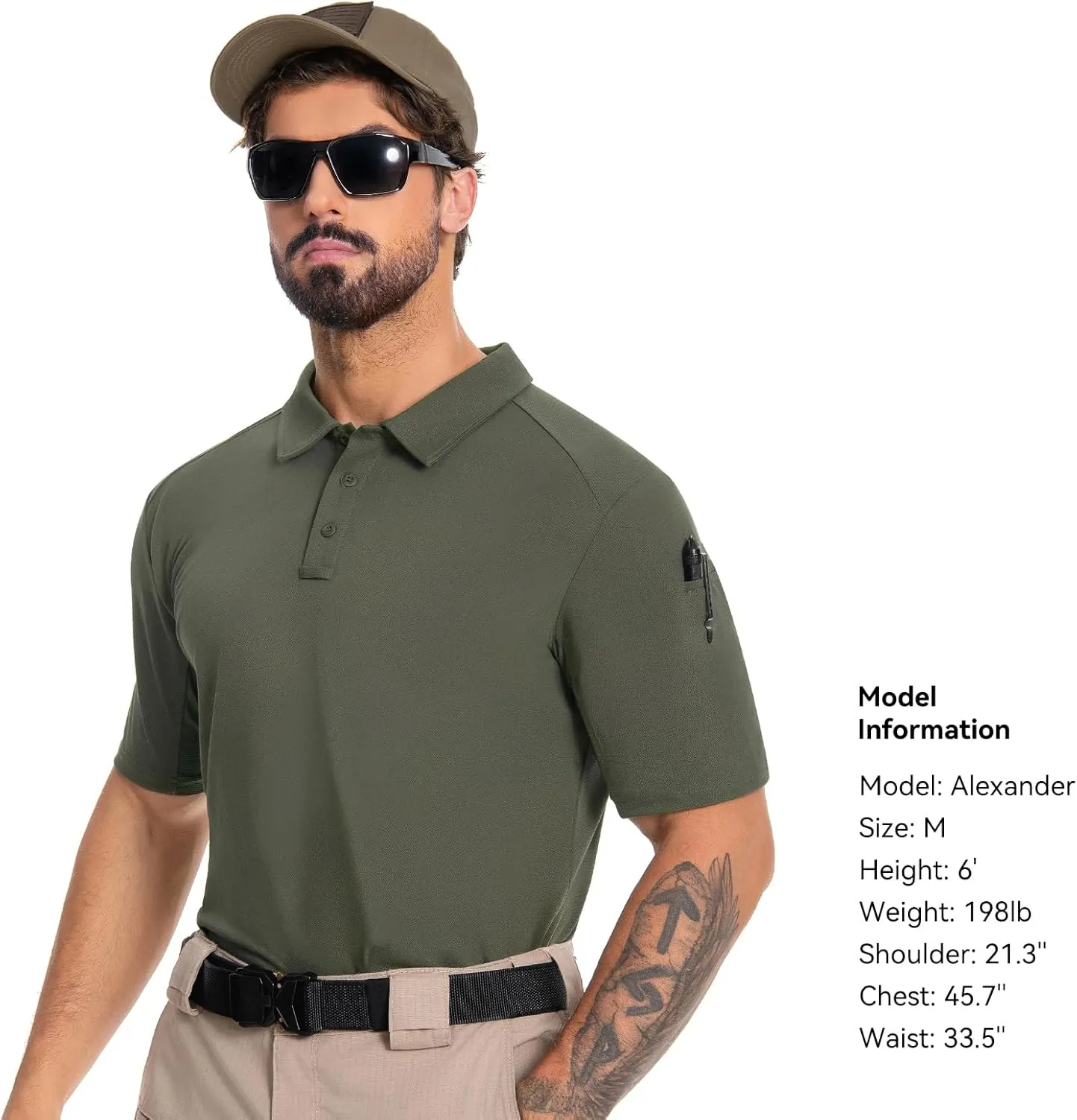 Men's Tactical Polo Shirts Short Sleeve Athletic Golf Outdoor Lightweight Performance Sports Shirt