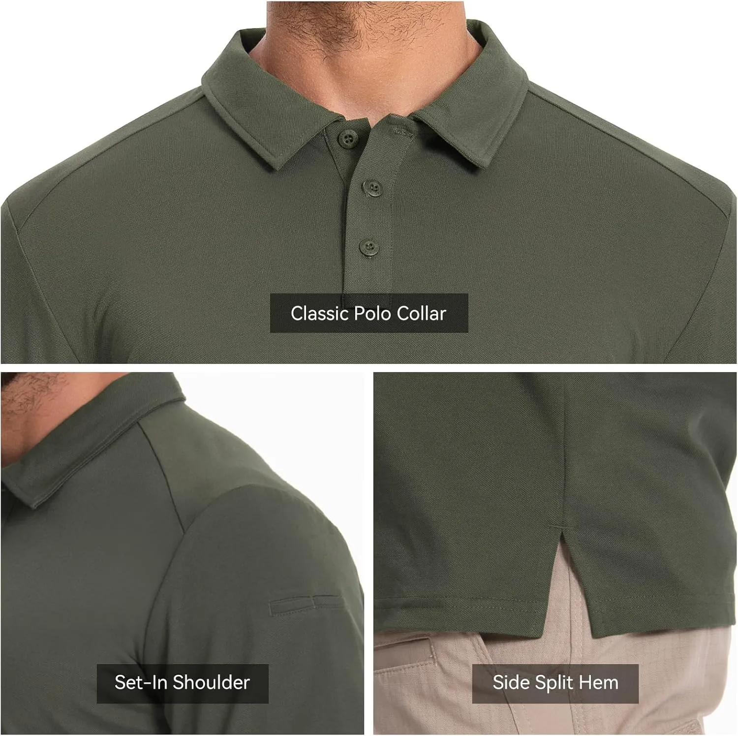 Men's Tactical Polo Shirts Short Sleeve Athletic Golf Outdoor Lightweight Performance Sports Shirt