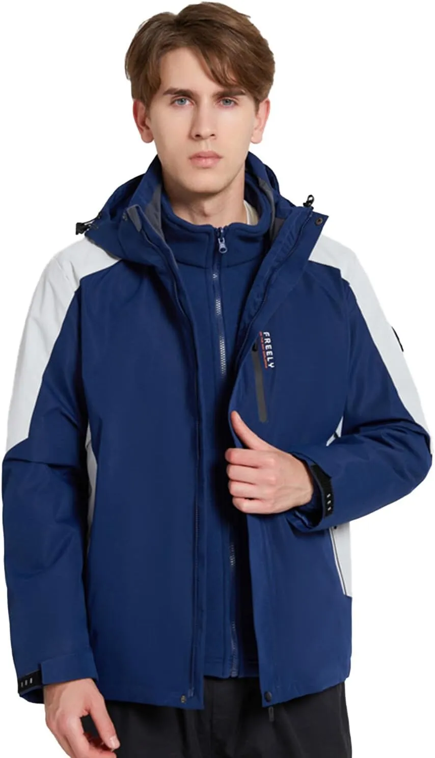 Mens Waterproof Ski Jacket Winter Windproof Snow Coat Outdoor Hiking Parka Raincoat Multi Pockets