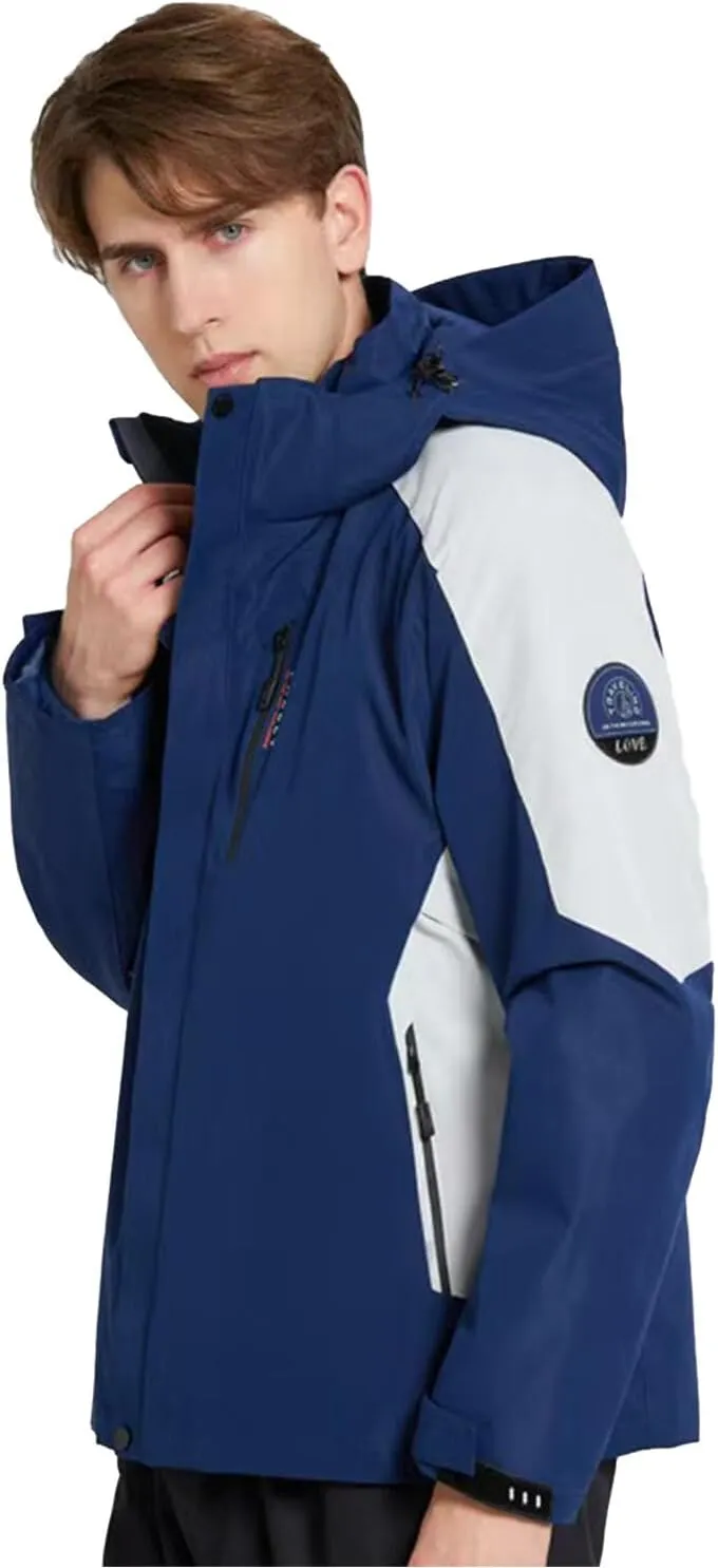 Mens Waterproof Ski Jacket Winter Windproof Snow Coat Outdoor Hiking Parka Raincoat Multi Pockets