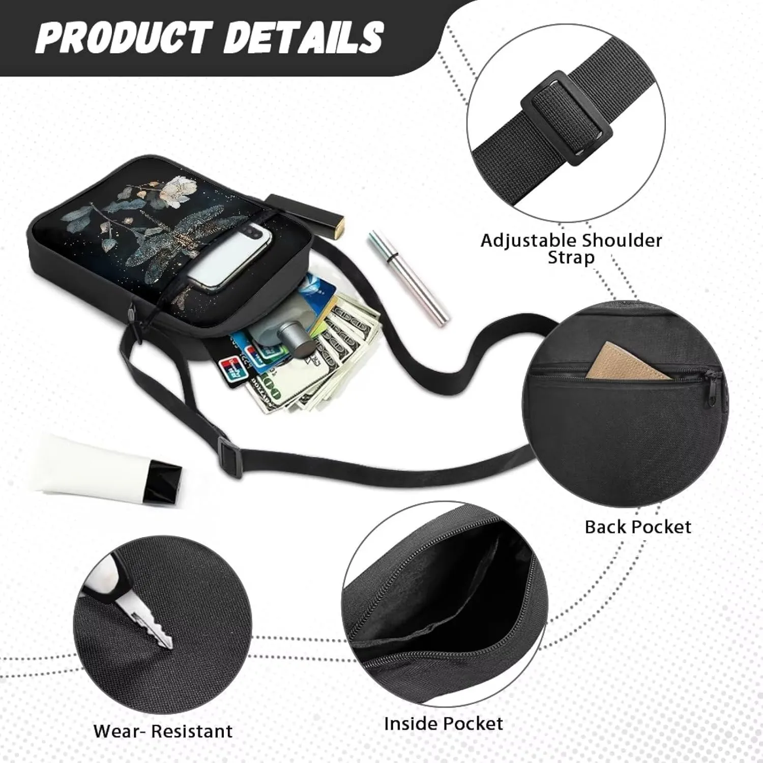 Messenger Bag for Women Crossbody Cell Phone Purse Small Shoulder Pouch for Outdoor