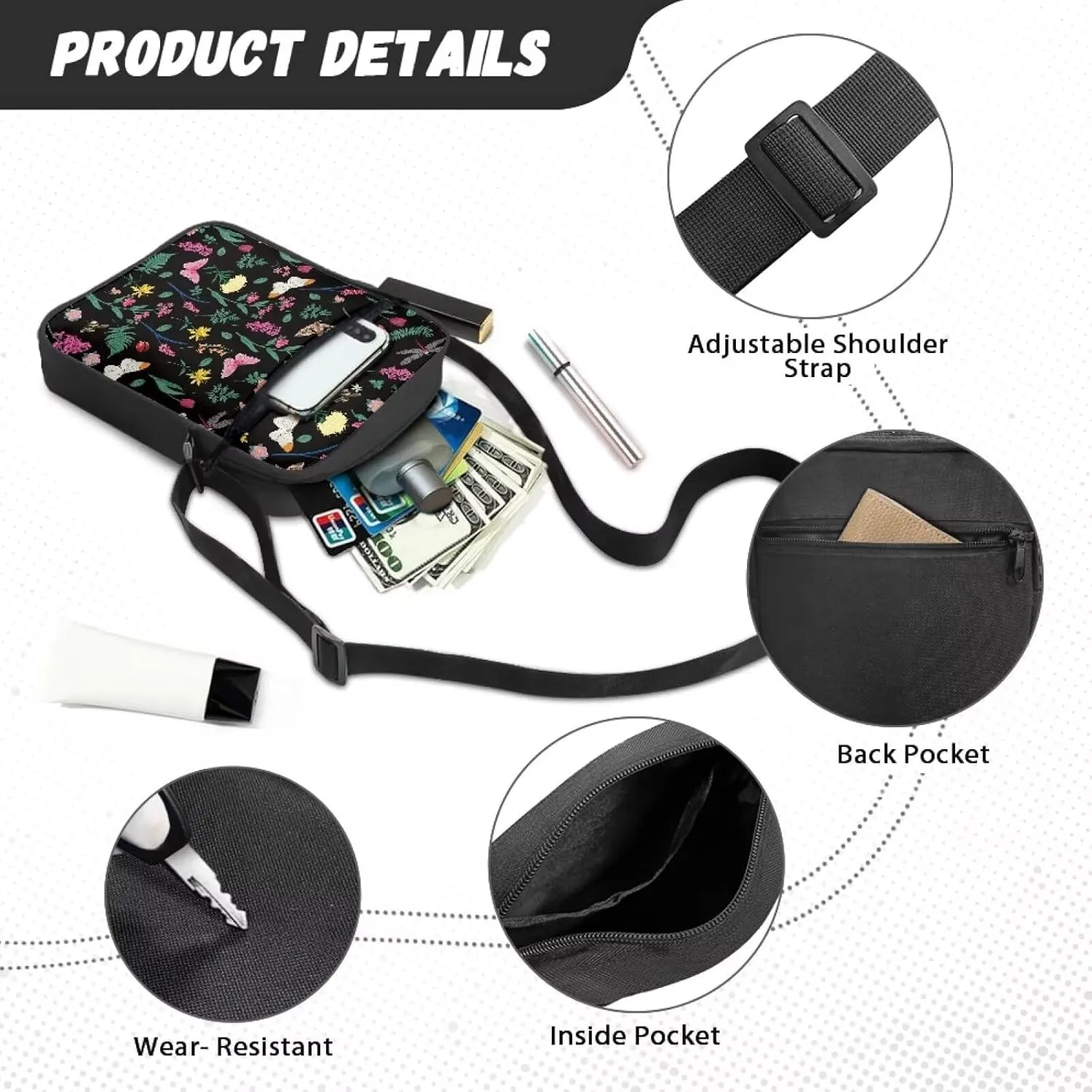Messenger Bag for Women Small Crossbody Bag Purse with Adjustable Strap Cell Phone Bag