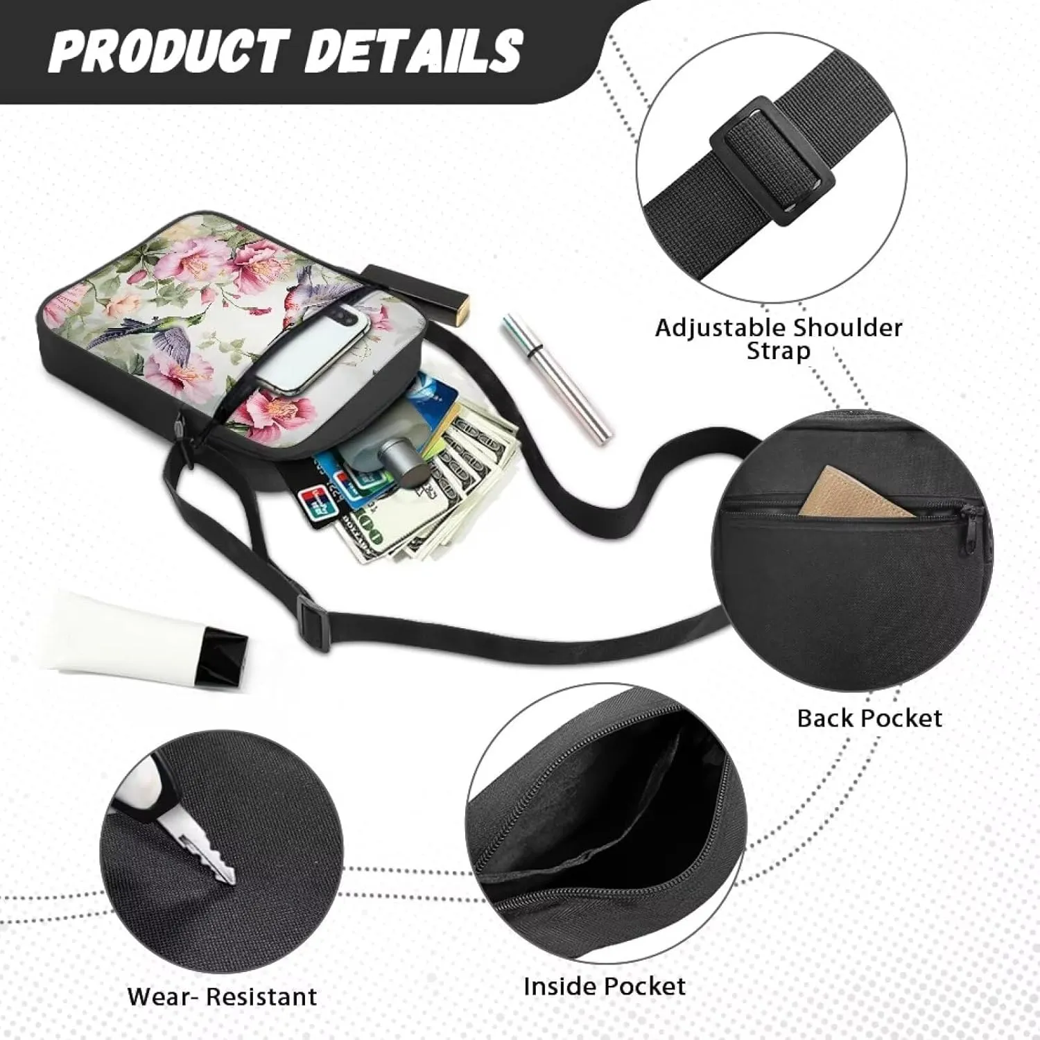 Messenger Bag for Women Small Crossbody Bag Purse with Adjustable Strap Cell Phone Bag